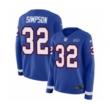 Women's Nike Buffalo Bills #32 O. J. Simpson Limited Royal Blue Therma Long Sleeve NFL Jersey