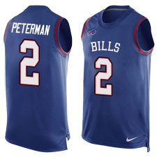 Men's Nike Buffalo Bills #2 Nathan Peterman Limited Royal Blue Player Name & Number Tank Top NFL Jersey