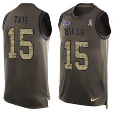 Men's Nike Buffalo Bills #15 Brandon Tate Limited Green Salute to Service Tank Top NFL Jersey