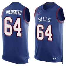 Men's Nike Buffalo Bills #64 Richie Incognito Limited Royal Blue Player Name & Number Tank Top NFL Jersey