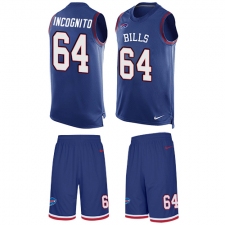 Men's Nike Buffalo Bills #64 Richie Incognito Limited Royal Blue Tank Top Suit NFL Jersey