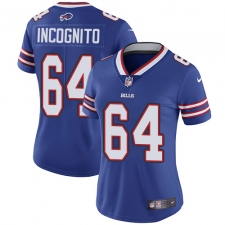 Women's Nike Buffalo Bills #64 Richie Incognito Royal Blue Team Color Vapor Untouchable Limited Player NFL Jersey