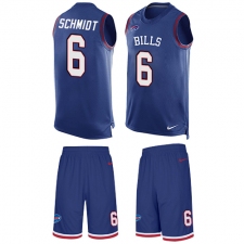 Men's Nike Buffalo Bills #6 Colton Schmidt Limited Royal Blue Tank Top Suit NFL Jersey