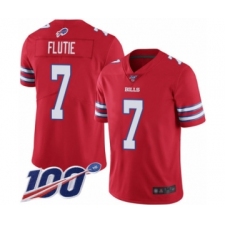 Men's Buffalo Bills #7 Doug Flutie Limited Red Rush Vapor Untouchable 100th Season Football Jersey