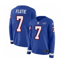 Women's Nike Buffalo Bills #7 Doug Flutie Limited Royal Blue Therma Long Sleeve NFL Jersey
