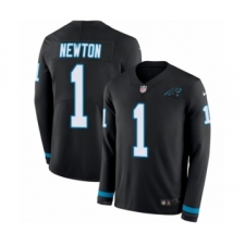 Men's Nike Carolina Panthers #1 Cam Newton Limited Black Therma Long Sleeve NFL Jersey