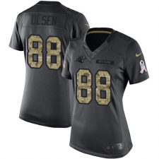 Women's Nike Carolina Panthers #88 Greg Olsen Limited Black 2016 Salute to Service NFL Jersey
