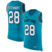 Men's Nike Carolina Panthers #28 Jonathan Stewart Limited Blue Rush Player Name & Number Tank Top NFL Jersey