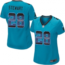 Women's Nike Carolina Panthers #28 Jonathan Stewart Limited Blue Strobe NFL Jersey