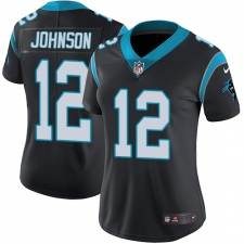 Women's Nike Carolina Panthers #12 Charles Johnson Elite Black Team Color NFL Jersey