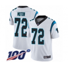 Men's Carolina Panthers #72 Taylor Moton White Vapor Untouchable Limited Player 100th Season Football Jersey