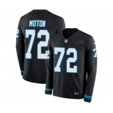 Men's Nike Carolina Panthers #72 Taylor Moton Limited Black Therma Long Sleeve NFL Jersey