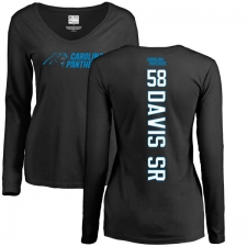 NFL Women's Nike Carolina Panthers #58 Thomas Davis Black Backer Slim Fit Long Sleeve T-Shirt