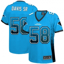 Women's Nike Carolina Panthers #58 Thomas Davis Elite Blue Drift Fashion NFL Jersey