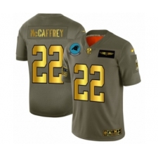 Men's Carolina Panthers #22 Christian McCaffrey Limited Olive Gold 2019 Salute to Service Football Jersey