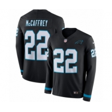 Men's Nike Carolina Panthers #22 Christian McCaffrey Limited Black Therma Long Sleeve NFL Jersey