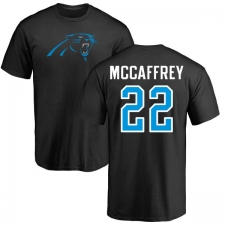 NFL Nike Carolina Panthers #22 Christian McCaffrey Black Name & Number Logo T-Shirt