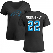 NFL Women's Nike Carolina Panthers #22 Christian McCaffrey Black Name & Number Logo Slim Fit T-Shirt