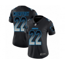 Women's Carolina Panthers #22 Christian McCaffrey Limited Black Smoke Fashion Football Jersey