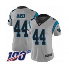 Women's Carolina Panthers #44 J.J. Jansen Silver Inverted Legend Limited 100th Season Football Jersey