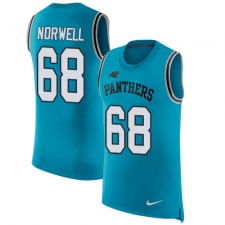 Men's Nike Carolina Panthers #68 Andrew Norwell Limited Blue Rush Player Name & Number Tank Top NFL Jersey
