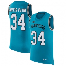 Men's Nike Carolina Panthers #34 Cameron Artis-Payne Limited Blue Rush Player Name & Number Tank Top NFL Jersey