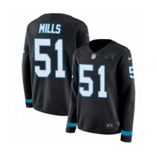 Women's Nike Carolina Panthers #51 Sam Mills Limited Black Therma Long Sleeve NFL Jersey