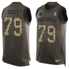 Men's Nike Carolina Panthers #79 Chris Scott Limited Green Salute to Service Tank Top NFL Jersey
