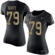 NFL Women's Nike Carolina Panthers #79 Chris Scott Black Camo Salute to Service T-Shirt