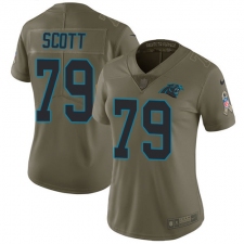 Women's Nike Carolina Panthers #79 Chris Scott Limited Olive 2017 Salute to Service NFL Jersey