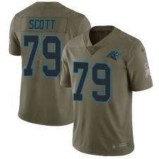 Youth Nike Carolina Panthers #79 Chris Scott Limited Olive 2017 Salute to Service NFL Jersey