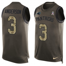 Men's Nike Carolina Panthers #3 Derek Anderson Limited Green Salute to Service Tank Top NFL Jersey