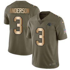 Youth Nike Carolina Panthers #3 Derek Anderson Limited Olive/Gold 2017 Salute to Service NFL Jersey