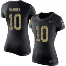 NFL Women's Nike Carolina Panthers #10 Curtis Samuel Black Camo Salute to Service T-Shirt