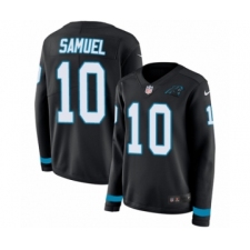 Women's Nike Carolina Panthers #10 Curtis Samuel Limited Black Therma Long Sleeve NFL Jersey