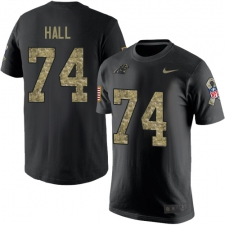 NFL Men's Nike Carolina Panthers #74 Daeshon Hall Black Camo Salute to Service T-Shirt