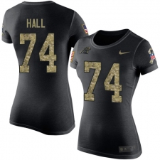 NFL Women's Nike Carolina Panthers #74 Daeshon Hall Black Camo Salute to Service T-Shirt
