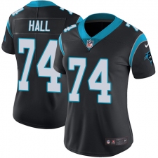 Women's Nike Carolina Panthers #74 Daeshon Hall Black Team Color Vapor Untouchable Limited Player NFL Jersey