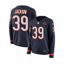 Women's Nike Chicago Bears #39 Eddie Jackson Limited Navy Blue Therma Long Sleeve NFL Jersey
