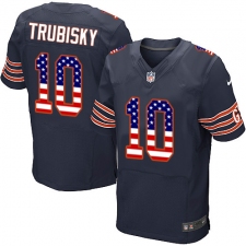Men's Nike Chicago Bears #10 Mitchell Trubisky Elite Navy Blue Home USA Flag Fashion NFL Jersey