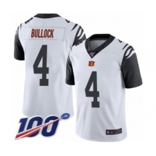 Men's Cincinnati Bengals #4 Randy Bullock Limited White Rush Vapor Untouchable 100th Season Football Jersey