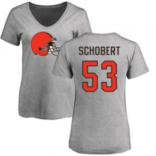 NFL Women's Nike Cleveland Browns #53 Joe Schobert Ash Name & Number Logo T-Shirt