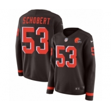 Women's Nike Cleveland Browns #53 Joe Schobert Limited Brown Therma Long Sleeve NFL Jersey