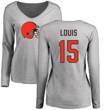 NFL Women's Nike Cleveland Browns #15 Ricardo Louis Ash Name & Number Logo Long Sleeve T-Shirt