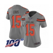 Women's Cleveland Browns #15 Ricardo Louis Limited Gray Inverted Legend 100th Season Football Jersey