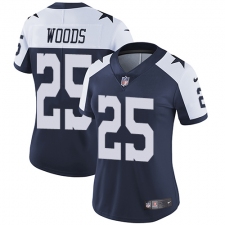 Women's Nike Dallas Cowboys #25 Xavier Woods Elite Navy Blue Throwback Alternate NFL Jersey