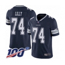 Men's Dallas Cowboys #74 Bob Lilly Navy Blue Team Color Vapor Untouchable Limited Player 100th Season Football Jersey