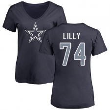 NFL Women's Nike Dallas Cowboys #74 Bob Lilly Navy Blue Name & Number Logo Slim Fit T-Shirt