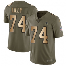 Youth Nike Dallas Cowboys #74 Bob Lilly Limited Olive/Gold 2017 Salute to Service NFL Jersey