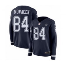 Women's Nike Dallas Cowboys #84 Jay Novacek Limited Navy Blue Therma Long Sleeve NFL Jersey